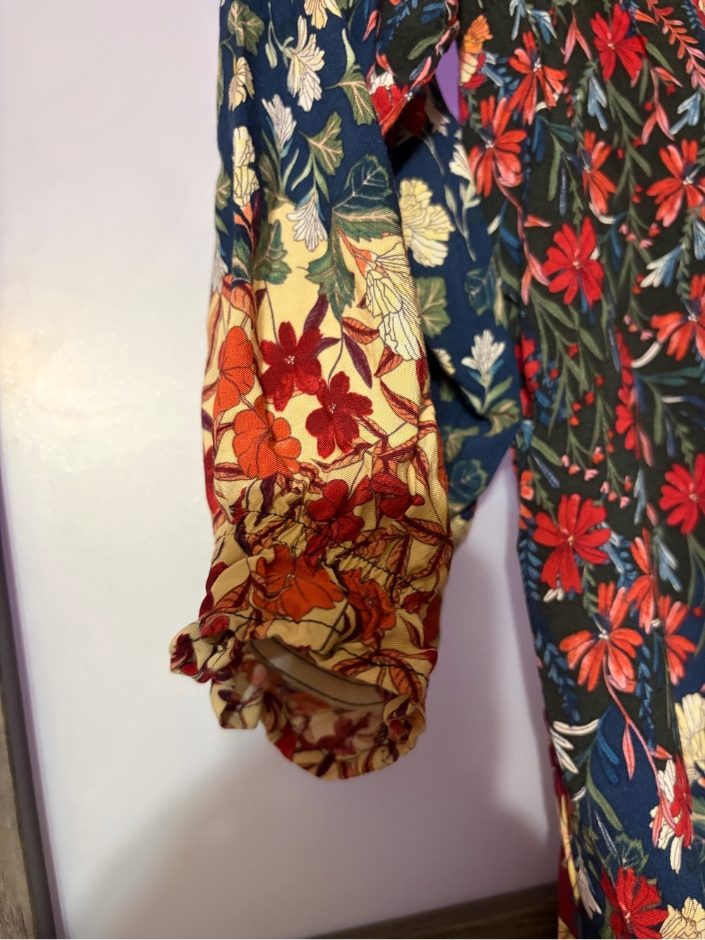 Grace & Lace Floral Sundress Maxi Dress Blue Black Bishop Sleeve - Picture 7 of 9